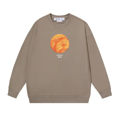 Off-White Khaki Orange Planet Graphic Crewneck Sweatshirt