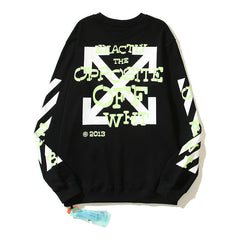 Off-White Black Neon Typography Arrow Crewneck Sweatshirt