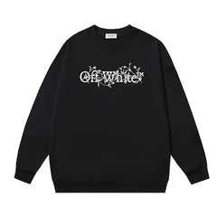 Off-White Black Floral Vine Typography Crewneck Sweatshirt