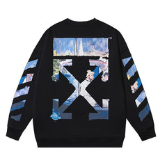 Off-White Black Oil Painting Landscape Arrow Crewneck Sweatshirt