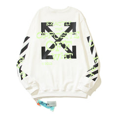 Off-White White Neon Typography Arrow Crewneck Sweatshirt