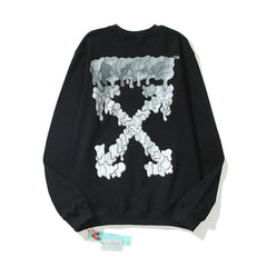 Off-White Black Grey Drip Cloud Arrow Crewneck Sweatshirt