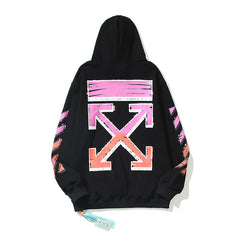 Off-White Black Pink-Purple Gradient Sketch Frame Hoodie