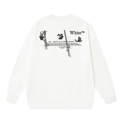 Off-White White Skeleton Hand Typography Arrow Crewneck Sweatshirt