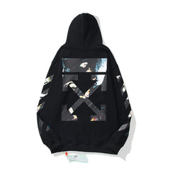 Off-White Black Paint Splash Art Collage Arrow Hoodie