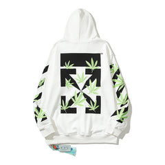 Off-White White Green Botanical Leaf Arrow Hoodie