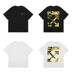 Off-White Gold Foil Arrow Cross Print Short Sleeve T-Shirt