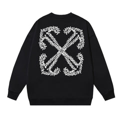Off-White Black Dense Graffiti Typography Arrow Crewneck Sweatshirt