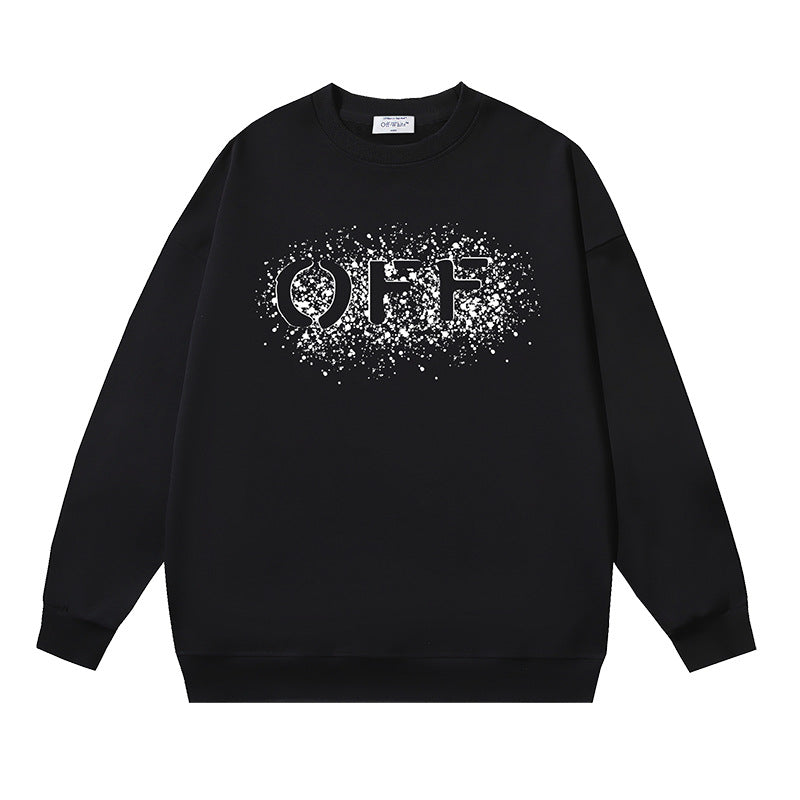 Off-White Black Spray Splatter Logo Crewneck Sweatshirt