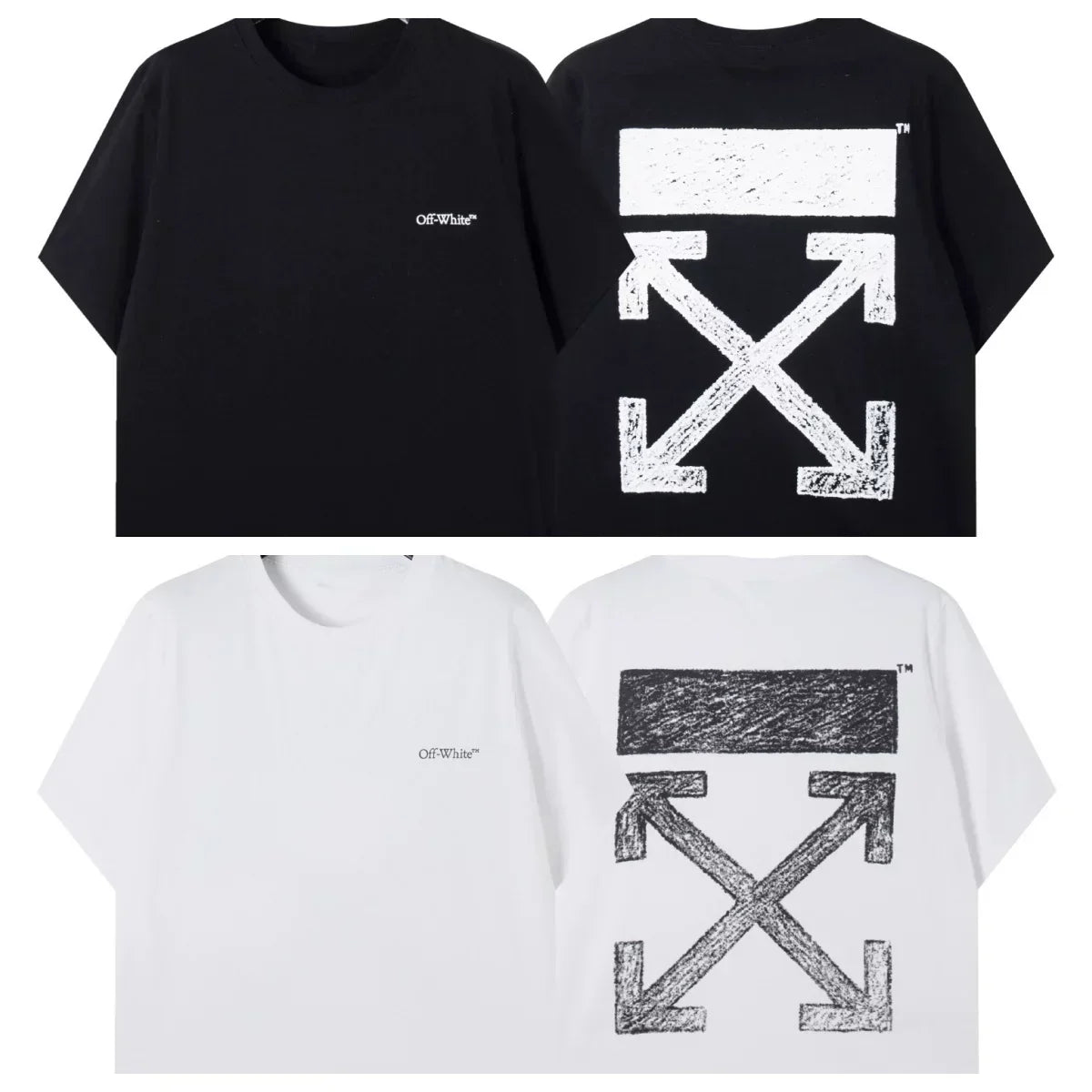 Off-White Cracked Texture Arrow Logo T-Shirt