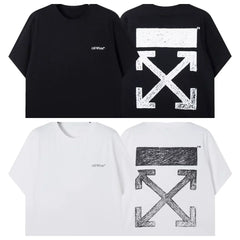 Off-White Cracked Texture Arrow Logo T-Shirt