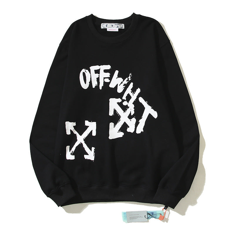 Off-White Black Graffiti Typography Multi-Arrow Crewneck Sweatshirt