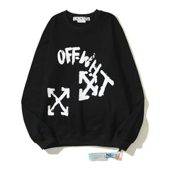 Off-White Black Graffiti Typography Multi-Arrow Crewneck Sweatshirt