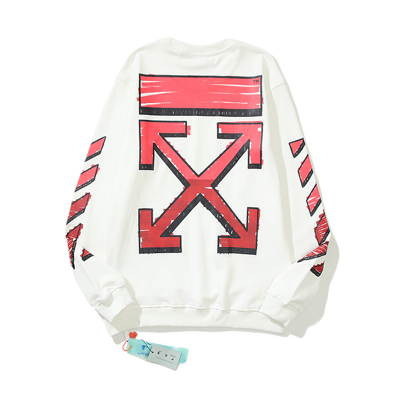 Off-White White Red Bold Frame Sketch Arrow Crewneck Sweatshirt