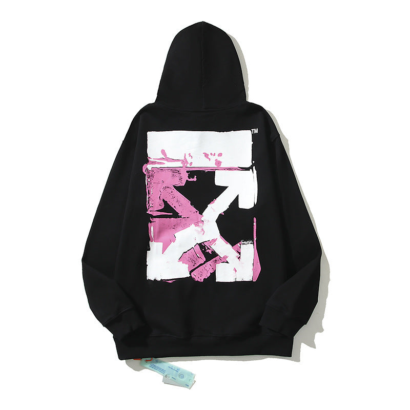 Off-White Black Pink-Purple Gradient Sketch Frame Hoodie