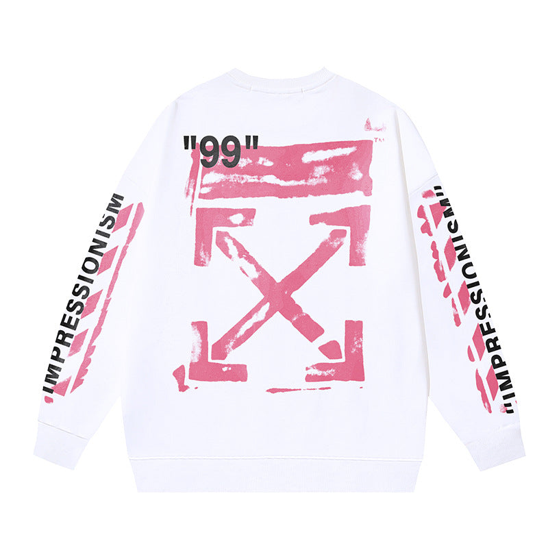 Off-White White Pink Impressionism Arrow Crewneck Sweatshirt