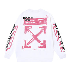 Off-White White Pink Impressionism Arrow Crewneck Sweatshirt