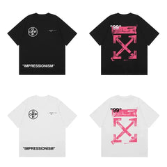 Off-White Hot Pink Arrow Cross Print Short Sleeve T-Shirt