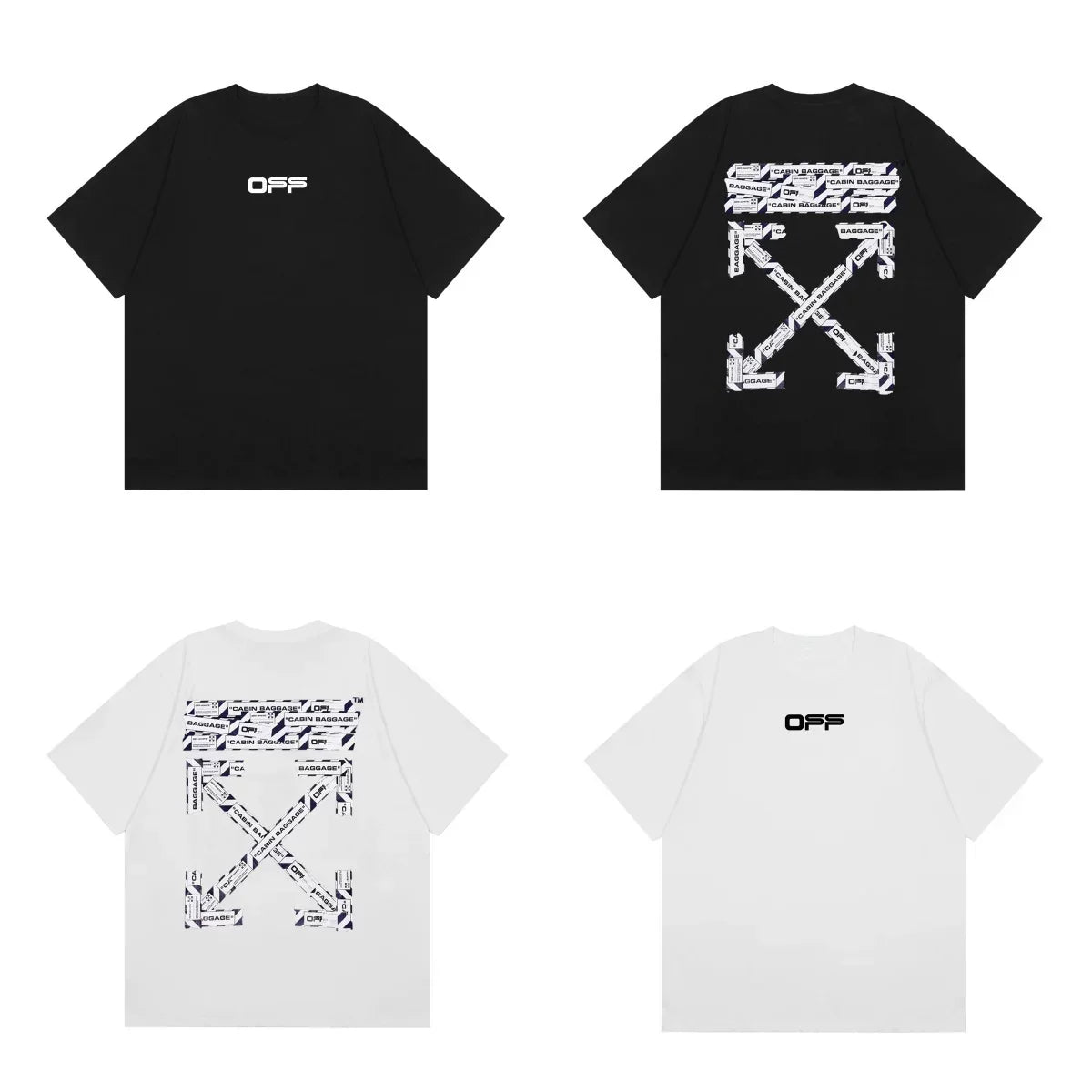 Off-White Glitter Crackle Arrow Cross Print Short Sleeve T-Shirt