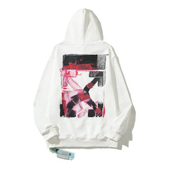Off-White White Red-Black Bold Sketch Frame Hoodie