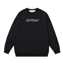 Off-White Black Pixel Typography Logo Crewneck Sweatshirt