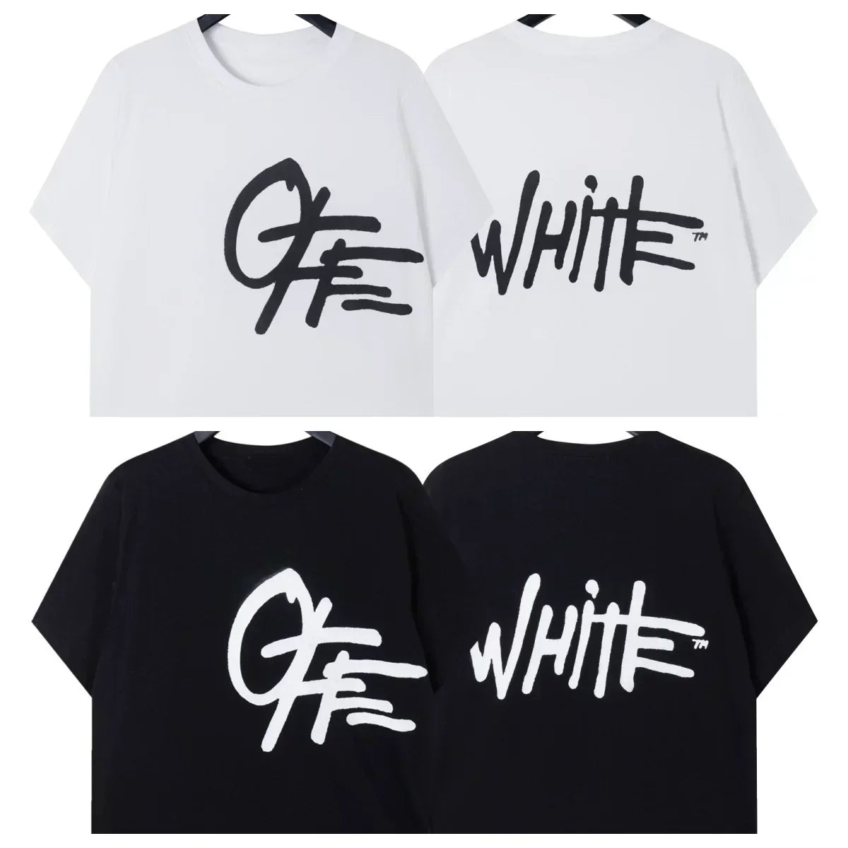 Off-White Cursive Script Arrow Logo Short Sleeve T-Shirt
