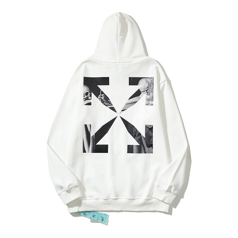 Off-White White Monochrome Abstract Silhouette Arrow Hoodie