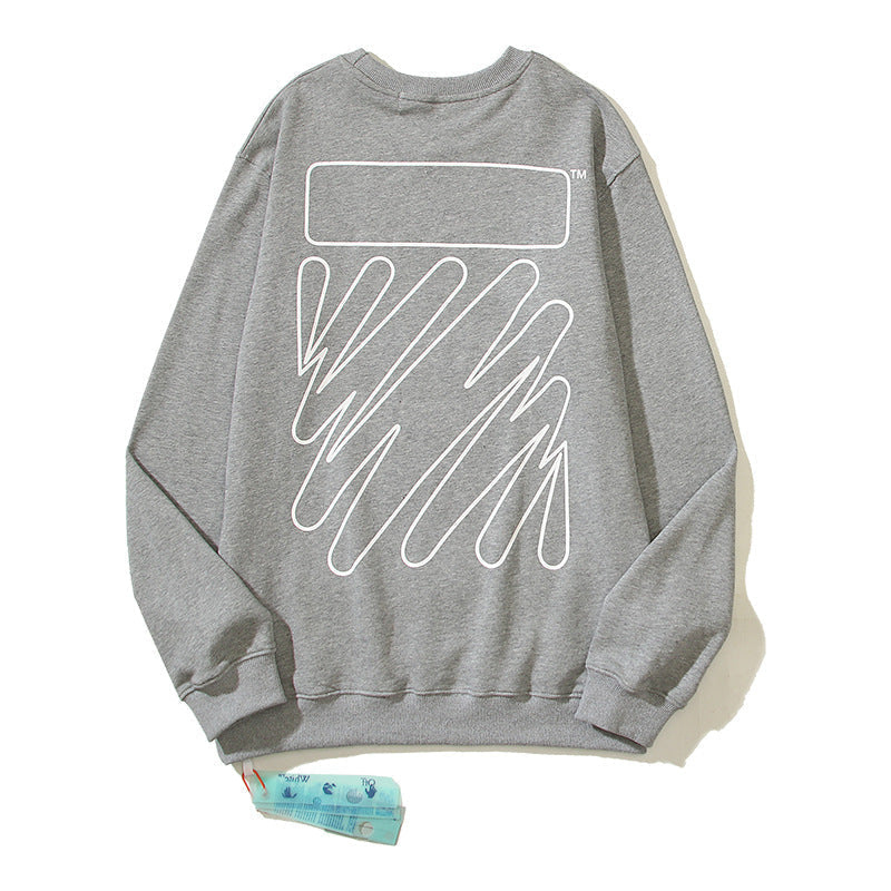 Off-White Heather Grey Minimalist Outline Arrow Crewneck Sweatshirt