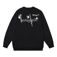 Off-White Black Skeleton Hand Typography Arrow Crewneck Sweatshirt