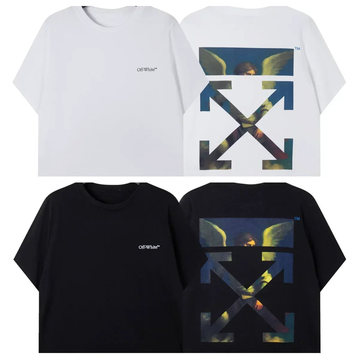 Off-White Angel Painting Arrow Graphic Short Sleeve T-Shirt