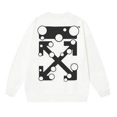 Off-White White Polka Dot Block Arrow Crewneck Sweatshirt