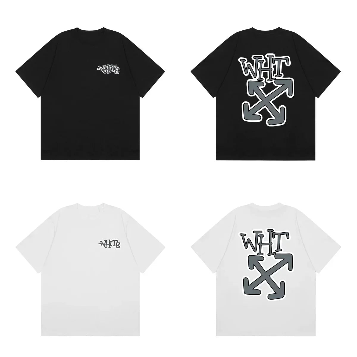 Off-White WHT Letter Grey Arrow Cross Print Short Sleeve T-Shirt