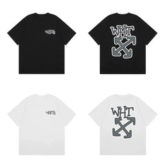 Off-White WHT Letter Grey Arrow Cross Print Short Sleeve T-Shirt
