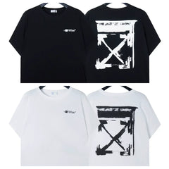 Off-White Brushstroke Arrow Cross Print Short Sleeve T-Shirt