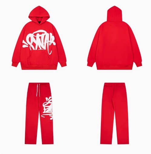 Syna world Graffiti Logo Red Hoodie And Sweatpants Set