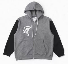 Syna world Contrast Sleeve Graphic Zip Up Hoodie